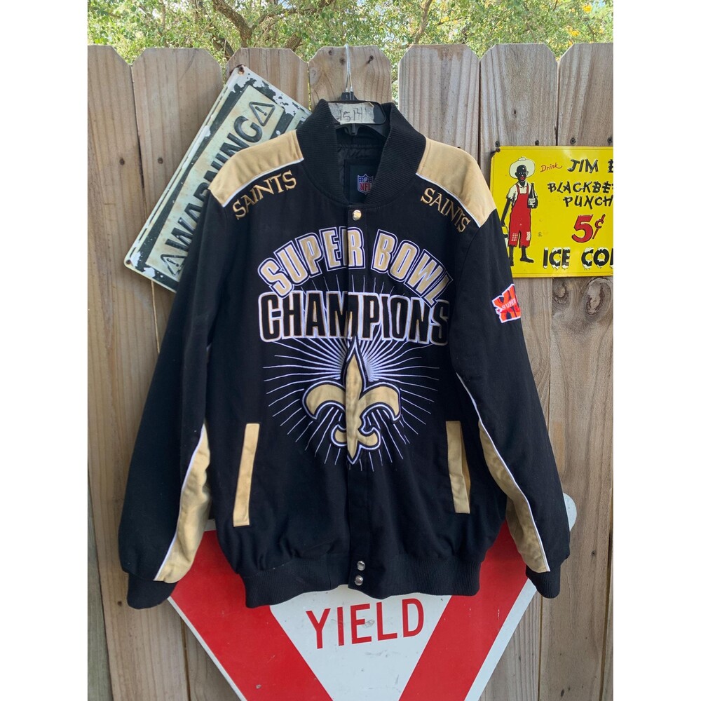 New Orleans Super Bowl  XLIV Champions Embroidered Double Sided NFL Jacket XL